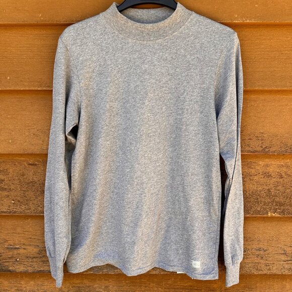 Russell Athletic Mens Medium Gray Long Sleeve Mock Neck Shirt 52% Cotton 48% Pol - Picture 1 of 9